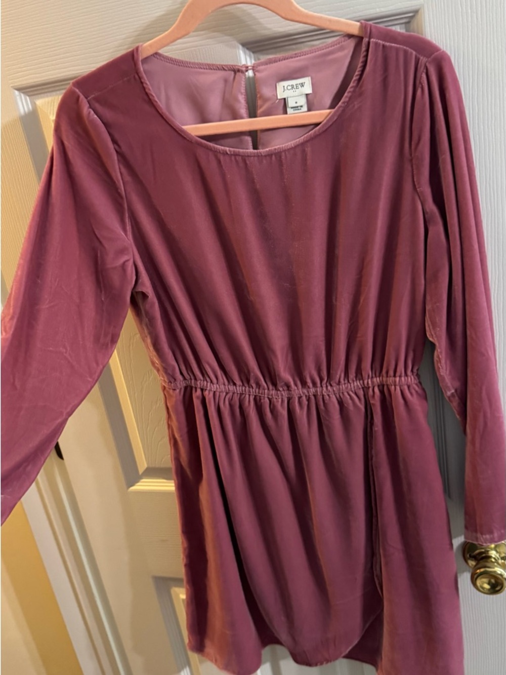 J. Crew Dusty Rose Velvet Scoop Neck Dress